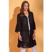 Klass. Women's Semi Sheer Shimmer Stripe Shirt Dress in Black | Size: 12
