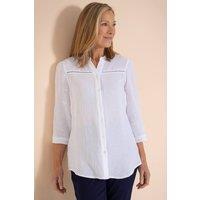 Anna Rose Women's Textured Cotton Blouse in White | Size: 18