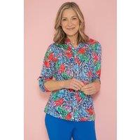 Anna Rose Women's Exotic Printed Blouse in Blue | Size: XL