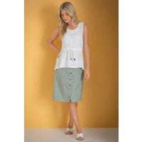 Klass. Women's Striped Button Stretch Skirt in Khaki | Size: 18