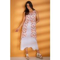 Klass. Women's Printed Layered Sleeveless Midi Dress in White | Size: 16