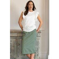 Klass. Women's Linen Blend Tie Hem Utility Skirt in Khaki | Size: 20