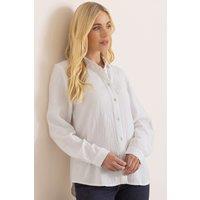 Klass. Women's Embroidered Cotton Long Sleeve Shirt in White | Size: 22