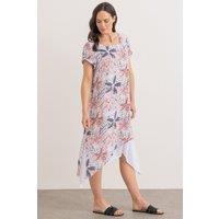 Klass. Women's Printed Layered Short Sleeve Dress in White | Size: 20