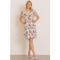 Klass. Women's Floral Print Pleated Dress in Ivory | Size: XL