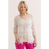 Anna Rose Women's Cotton Crochet Cardigan in White | Size: S/M