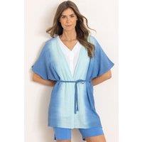 Klass. Women's Dip Dye Belted Cotton Kimono in Blue | Size: Medium