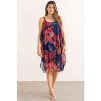 Klass. Women's Bold Floral Printed Textured Dress in Midnight | Size: Small
