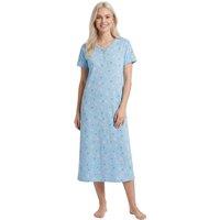 Camille Women's 100% Cotton Classic Full Length Short Sleeved Nightdress in Pale Blue | Size: 14-16