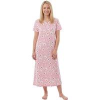 Camille Women's 100% Cotton Classic Full Length Short Sleeved Nightdress in Light Pink | Size: 14-16