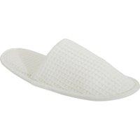 Towel City Women's Waffle Mule Closed Toe Slippers in White | Size: 4