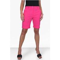Paulo Due Women's Stretch Cuffed Bermuda Shorts in Bright Pink | Size: 14