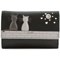 Mala leather Women's Midnight Cats Trifold RFID Leather Purse in Black