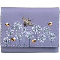 Mala leather Women's Moonflower Compact Bee & Floral Leather RFID Purse in Mid Grey