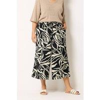 Yours Women's Abstract Floral Cropped Trousers in Black | Size: 26-28