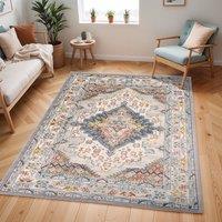 Livabliss Ankara Vintage Traditional Boho Living Dining Rug in Grey | Size: 200 cm x 200 cm