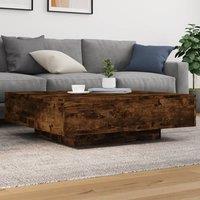 Berkfield Home Coffee Table with LED Lights Smoked Oak 100x100x31 cm in Brown | Size: 100 x 100 x 31 cm