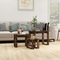 Berkfield Home Nesting Tables 3 pcs Smoked Oak Engineered Wood in Brown