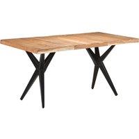 Berkfield Home Dining Table 160x80x76 cm Solid Acacia Wood in Black | Size: 160 x 80 x 76 cm