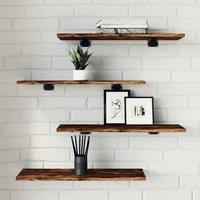 Berkfield Home Wall Shelves 4 pcs Smoked Oak 60x20x1.5 cm Engineered Wood in Brown