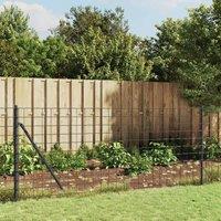 Berkfield Home Wire Mesh Fence with Spike Anchors Anthracite 1x25 m in Black
