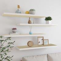 Berkfield Home Floating Wall Shelves 4 pcs Oak & White 90x23.5x3.8 cm MDF in Brown