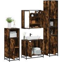 Berkfield Home 4 Piece Bathroom Furniture Set Smoked Oak Engineered Wood in Brown