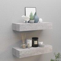 Berkfield Home Wall Drawer Shelves 2 pcs Concrete Grey 60x23.5x10cm MDF | Size: 60x23.5x10 cm