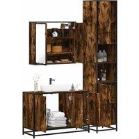 Berkfield Home 3 Piece Bathroom Furniture Set Smoked Oak Engineered Wood in Brown