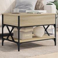 Berkfield Home Coffee Table Sonoma Oak 70x50x50 cm Engineered Wood & Metal in Brown | Size: 70 x 50 x 50 cm