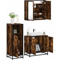 Berkfield Home 3 Piece Bathroom Furniture Set Smoked Oak Engineered Wood in Brown