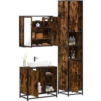 Berkfield Home 3 Piece Bathroom Furniture Set Smoked Oak Engineered Wood in Brown