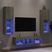 Berkfield Home 5 Piece TV Wall Units with LED Grey Sonoma Engineered Wood