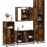 Berkfield Home 4 Piece Bathroom Furniture Set Smoked Oak Engineered Wood in Brown
