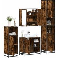 Berkfield Home 4 Piece Bathroom Furniture Set Smoked Oak Engineered Wood in Brown
