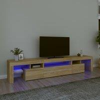 Berkfield Home TV Cabinet with LED Lights Sonoma Oak 215x36.5x40 cm