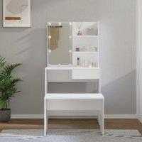 Berkfield Home Dressing Table Set with LED White Engineered Wood