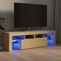Berkfield Home TV Cabinet with LED Lights Sonoma Oak 140x36.5x40 cm in Brown