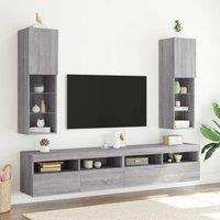 Berkfield Home TV Cabinets with LED Lights 2 pcs Grey Sonoma 30.5x30x102 cm