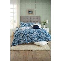 Deyongs Ornamental Tile Floral Duvet Set with Printed Fabric Bag in Blue | Size: Single