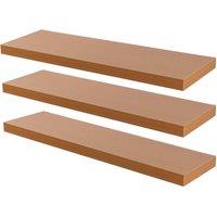 Harbour Housewares 3x 100cm Floating Wall Shelves - Wall Mountable for Storage & Display in Brown | Size: 3x 100 cm