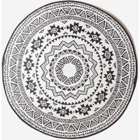 Homescapes Luxury Round Outdoor Rug Waterproof Reversible, Monochrome Motif in Black | Size: 180 cm diameter