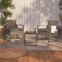 VonHaus Bali 2 Seater Rattan Effect Garden Bistro Set in Dark Grey