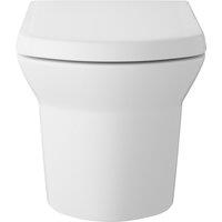 Balterley Spirit Square Wall Hung Ceramic Toilet Pan & Soft Close & Seat, 400mm in White