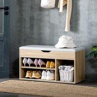 HOMCOM Shoe Storage with Hidden Compartment Handles Sponge Top 80x30x43cm in Natural | Size: 80 x 30 x 43 cm