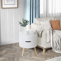 HOMCOM Side Coffee Table End Desk Night Stand Storage Detachable Tray in White