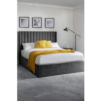 Julian Bowen Langham Upholstered Ottoman Storage Bed in Grey | Size: Super King