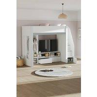 Julian Bowen Gaia Single White Highsleeper Loft TV Bed with Storage