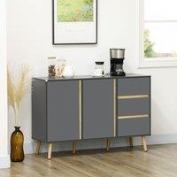 HOMCOM Sideboard, Modern Kitchen Cupboard with Double Doors & 3 Drawers in Dark Grey