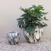 Primrose Martino Marble Effect Concrete Planter in Grey | Size: Small